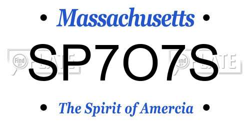 SP7O7S Massachusetts License Plate