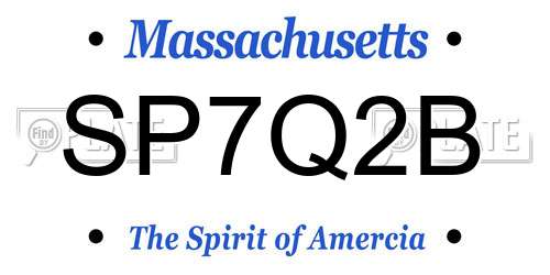 SP7Q2B Massachusetts License Plate