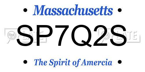 SP7Q2S Massachusetts License Plate