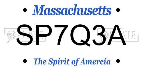 SP7Q3A Massachusetts License Plate
