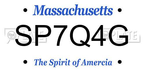SP7Q4G Massachusetts License Plate