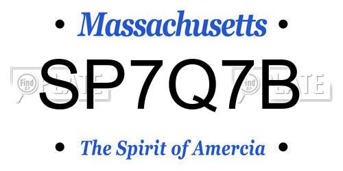 SP7Q7B Massachusetts License Plate
