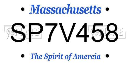 SP7V458 Massachusetts License Plate