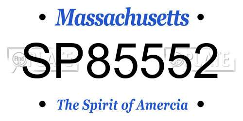 SP85552 Massachusetts License Plate