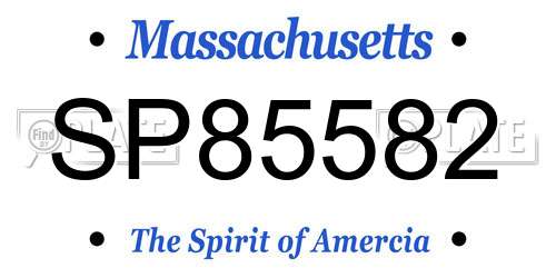SP85582 Massachusetts License Plate