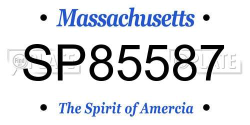 SP85587 Massachusetts License Plate