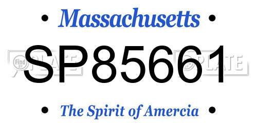 SP85661 Massachusetts License Plate