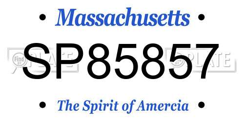 SP85857 Massachusetts License Plate