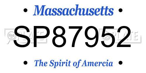 SP87952 Massachusetts License Plate