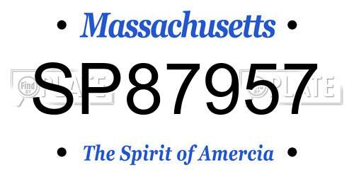 SP87957 Massachusetts License Plate