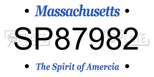SP87982 Massachusetts License Plate
