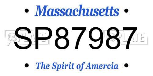 SP87987 Massachusetts License Plate