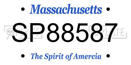 SP88587 Massachusetts License Plate