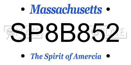 SP8B852 Massachusetts License Plate