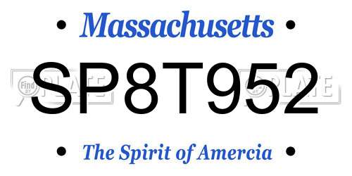 SP8T952 Massachusetts License Plate