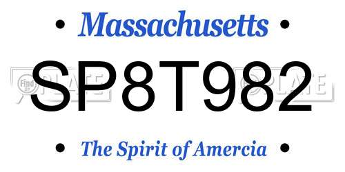 SP8T982 Massachusetts License Plate