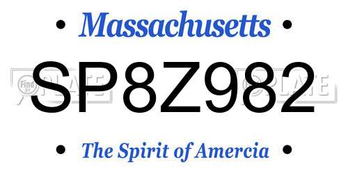 SP8Z982 Massachusetts License Plate