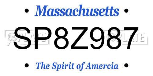 SP8Z987 Massachusetts License Plate