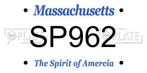 SP962 Massachusetts License Plate