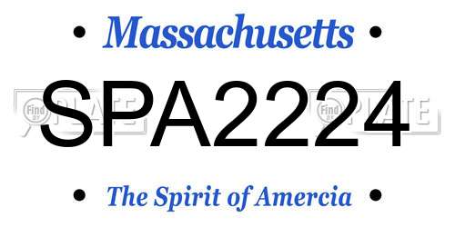 SPA2224 Massachusetts License Plate