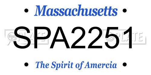 SPA2251 Massachusetts License Plate