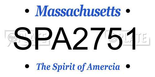 SPA2751 Massachusetts License Plate