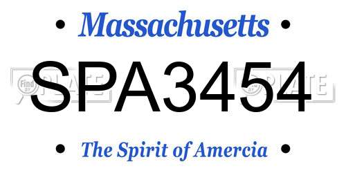 SPA3454 Massachusetts License Plate
