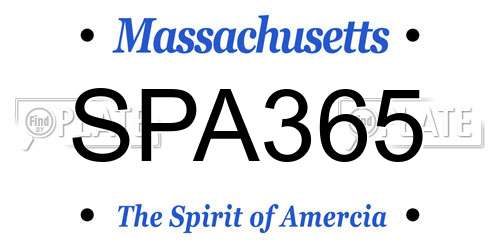 SPA365 Massachusetts License Plate