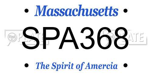 SPA368 Massachusetts License Plate