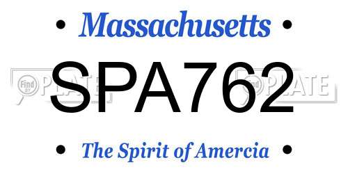 SPA762 Massachusetts License Plate