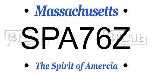 SPA76Z Massachusetts License Plate