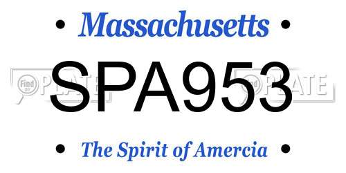 SPA953 Massachusetts License Plate