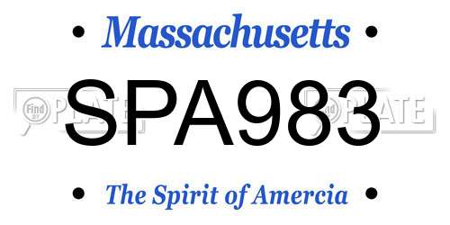 SPA983 Massachusetts License Plate