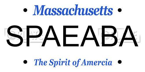 SPAEABA Massachusetts License Plate