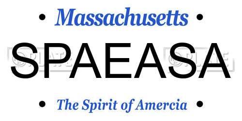 SPAEASA Massachusetts License Plate