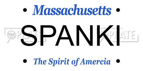 SPANKI Massachusetts License Plate