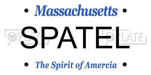 SPATEL Massachusetts License Plate