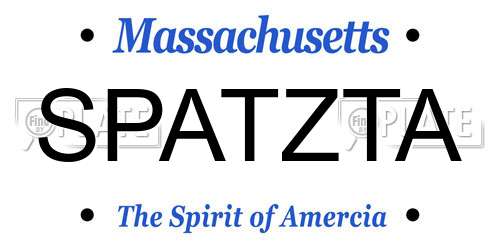 SPATZTA Massachusetts License Plate
