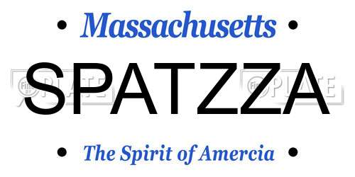 SPATZZA Massachusetts License Plate