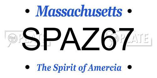 SPAZ67 Massachusetts License Plate