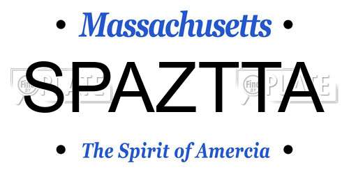 SPAZTTA Massachusetts License Plate