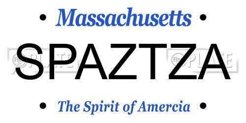 SPAZTZA Massachusetts License Plate