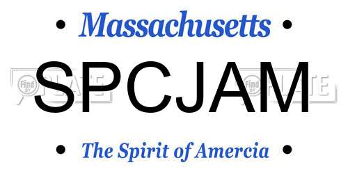 SPCJAM Massachusetts License Plate