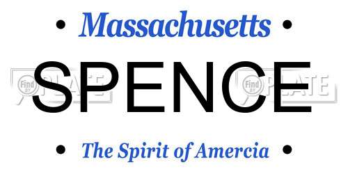 SPENCE Massachusetts License Plate