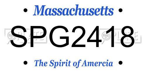 SPG2418 Massachusetts License Plate