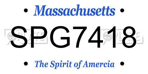 SPG7418 Massachusetts License Plate