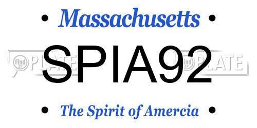 SPIA92 Massachusetts License Plate
