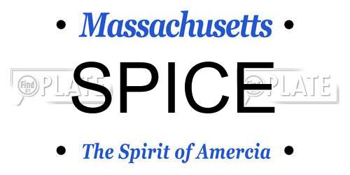 SPICE Massachusetts License Plate