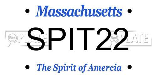 SPIT22 Massachusetts License Plate
