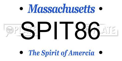 SPIT86 Massachusetts License Plate